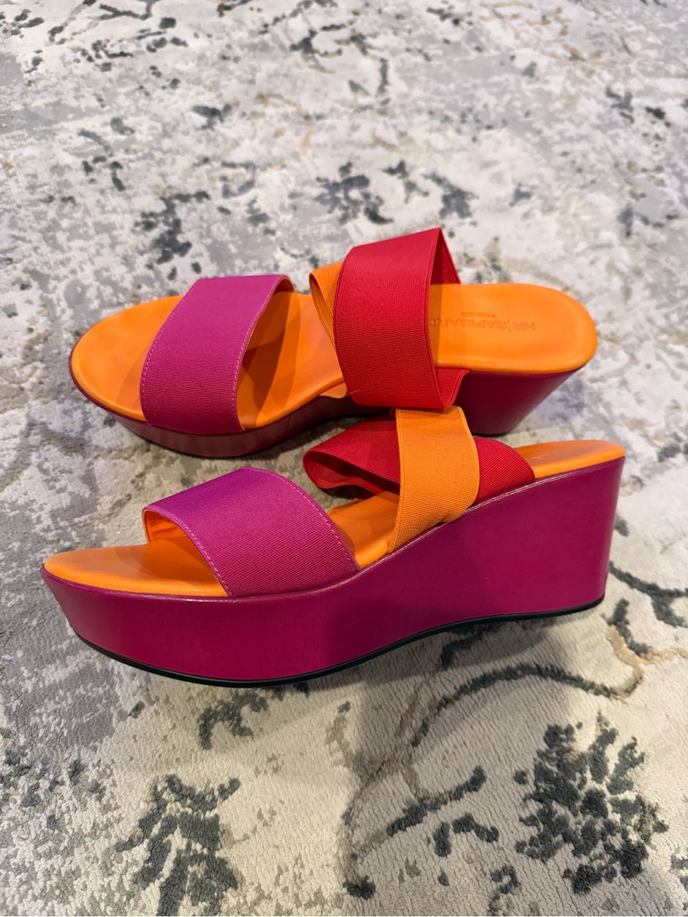 Bold Pink & Orange Platform Wedge Sandals — Women's Summer Slide